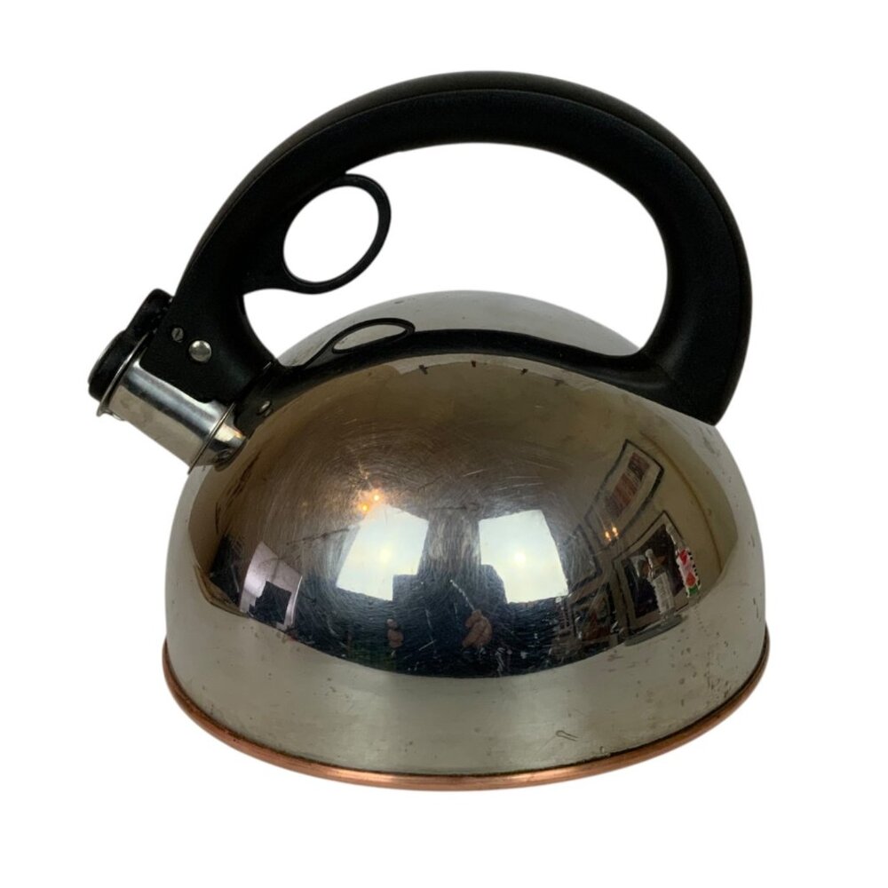 Revere Ware Copper Bottom Stainless Steel Whistling Tea Kettle 1.5 Qt 2003